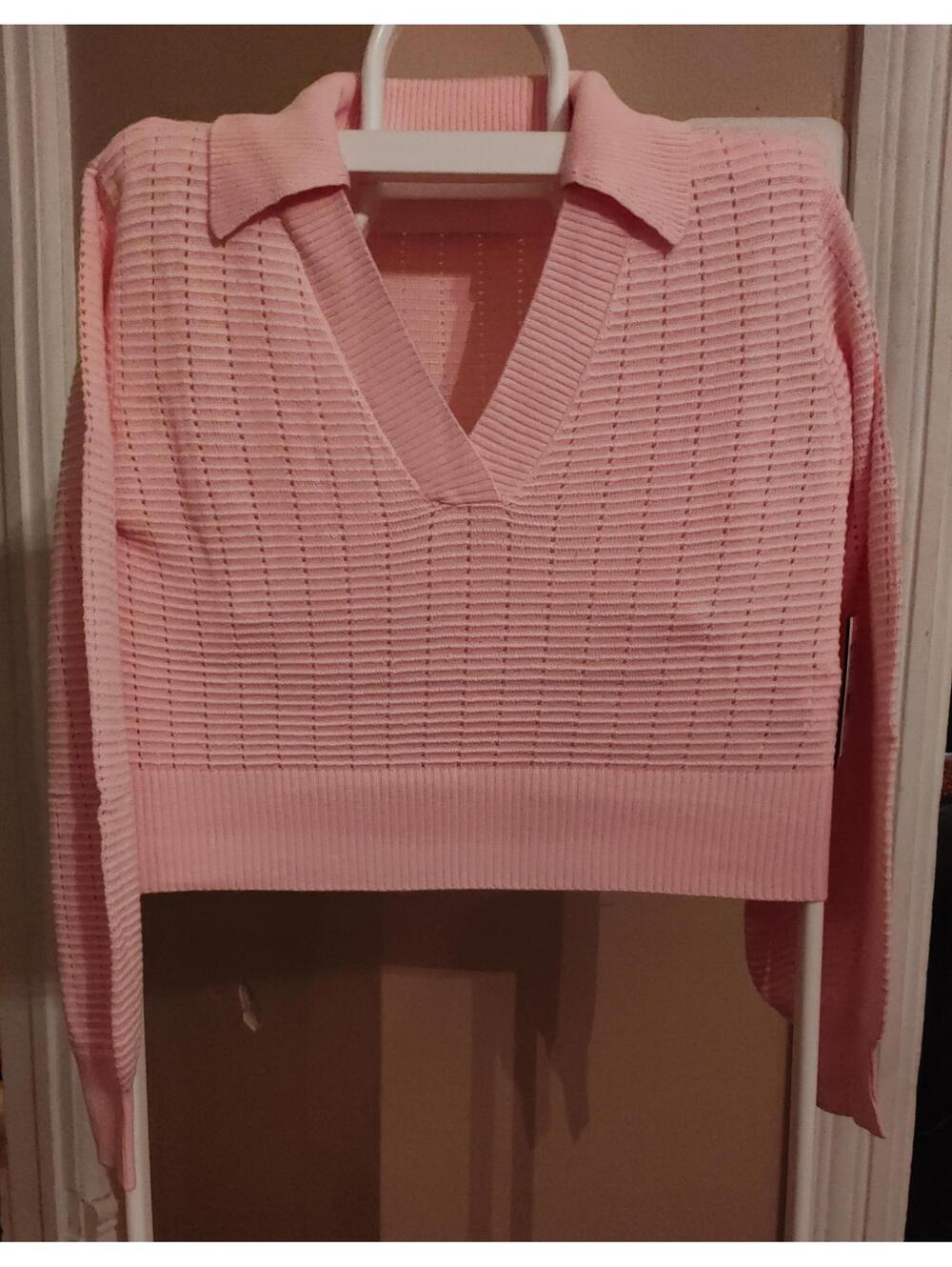 NWT- Eleven Venus Williams crop knit pullover XS pink